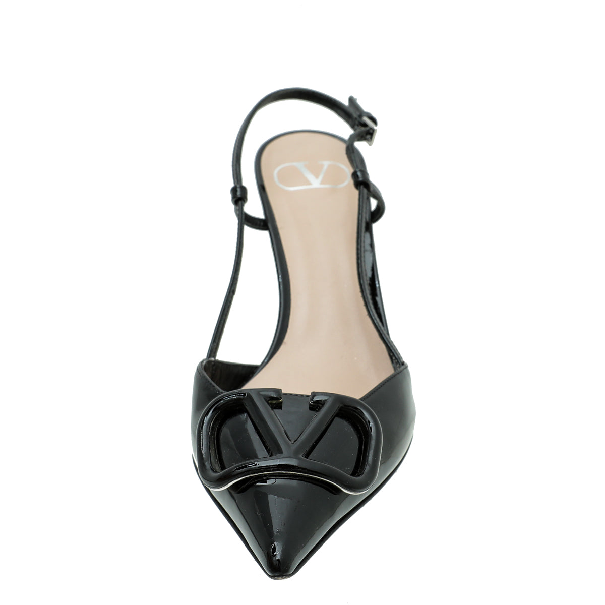 Valentino Black V Logo Slingback Pump 38-Valentino-THE CLOSET