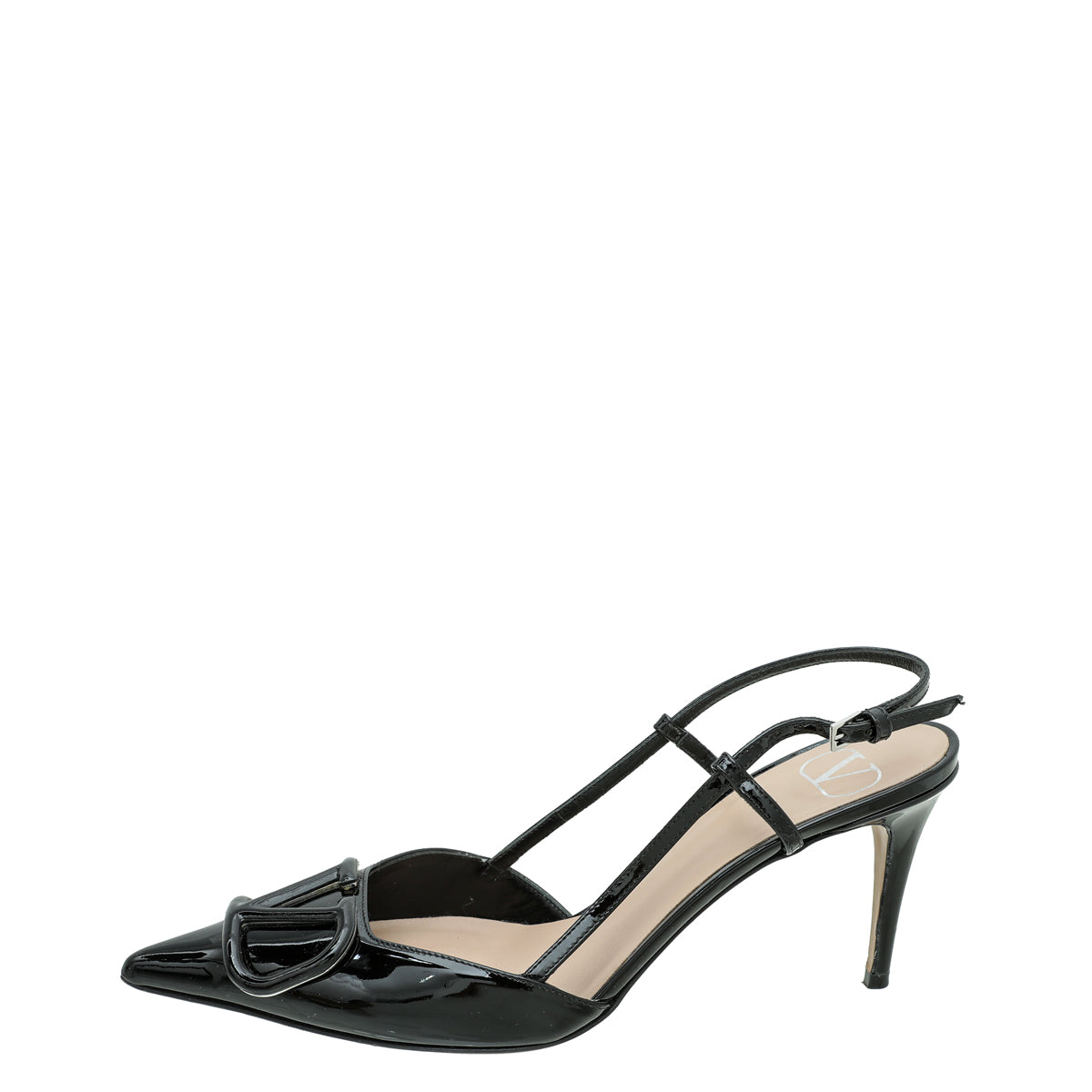 Valentino Black V Logo Slingback Pump 38