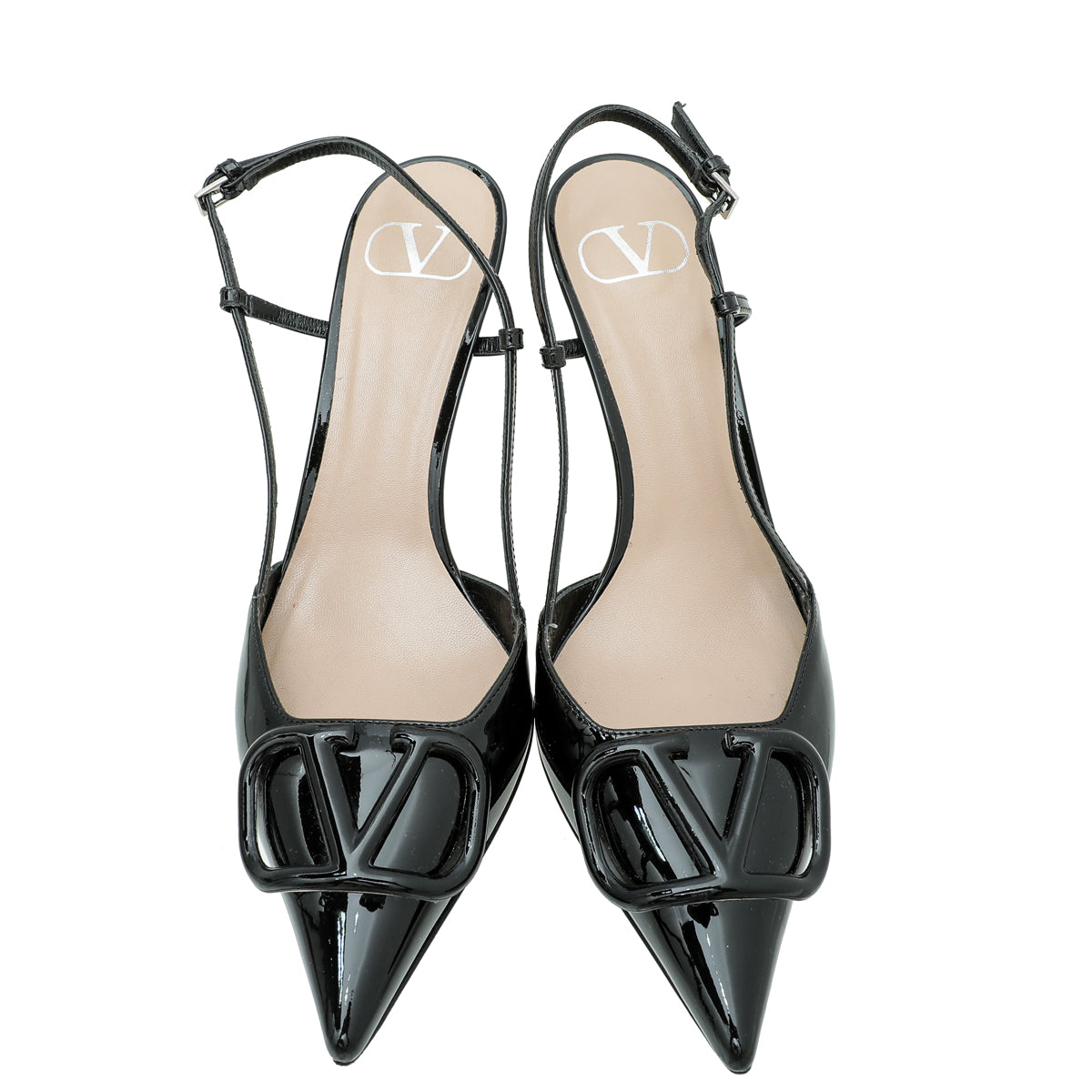 Valentino Black V Logo Slingback Pump 38