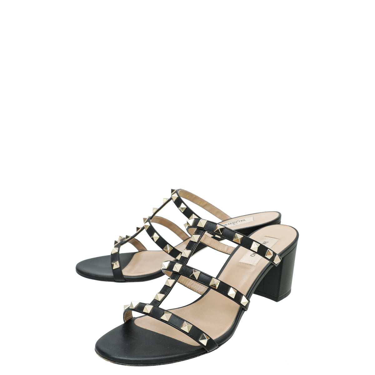Valentino Black Rockstud Slide Heeled Sandals 39-Valentino-THE CLOSET