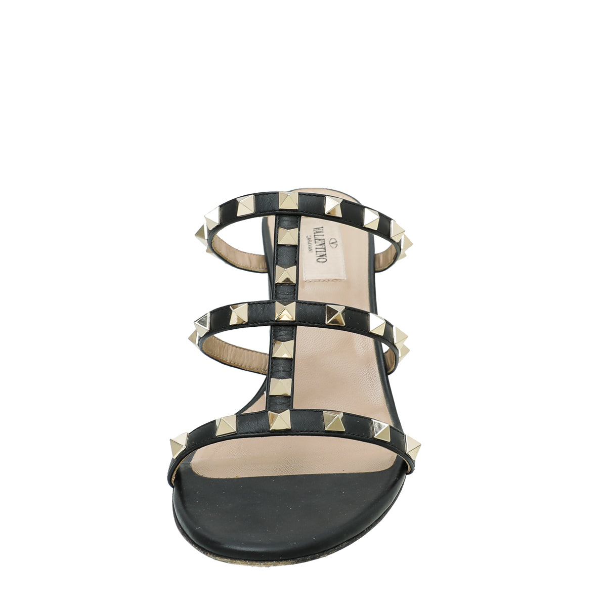 Valentino Black Rockstud Slide Heeled Sandals 39-Valentino-THE CLOSET