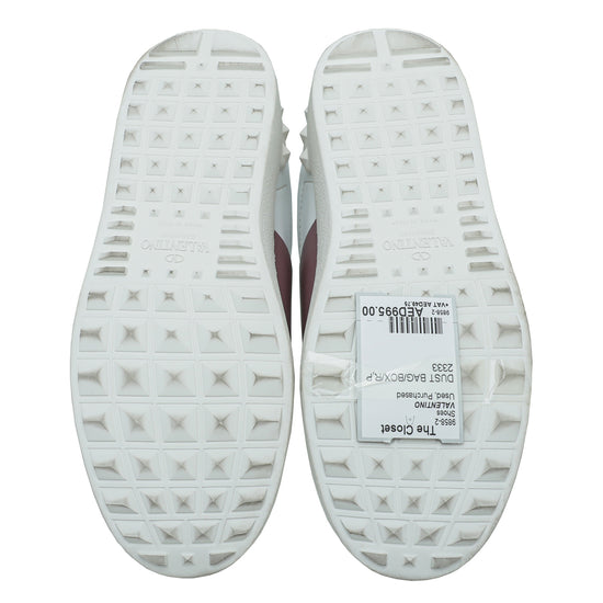 Valentino White Rockstud Open Stripe Sneaker 35.5
