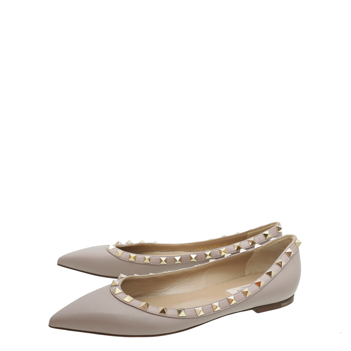 Valentino Poudre Rockstud Flat Ballet 37.5-Valentino-THE CLOSET