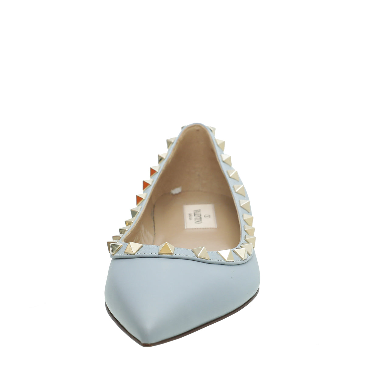 Valentino Sky Blue Rockstud Flat Ballet 37.5-Valentino-THE CLOSET
