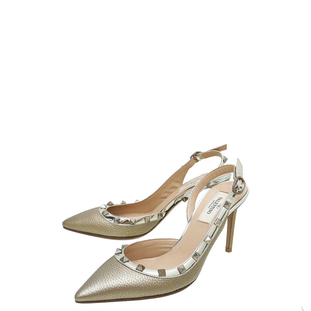 Valentino Bicolor Rockstud Half D'Orsay Slingback 37-Valentino-THE CLOSET