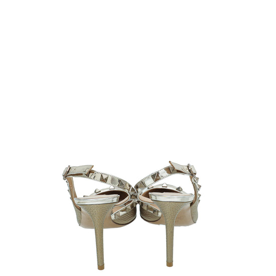 Valentino Bicolor Rockstud Half D'Orsay Slingback 37