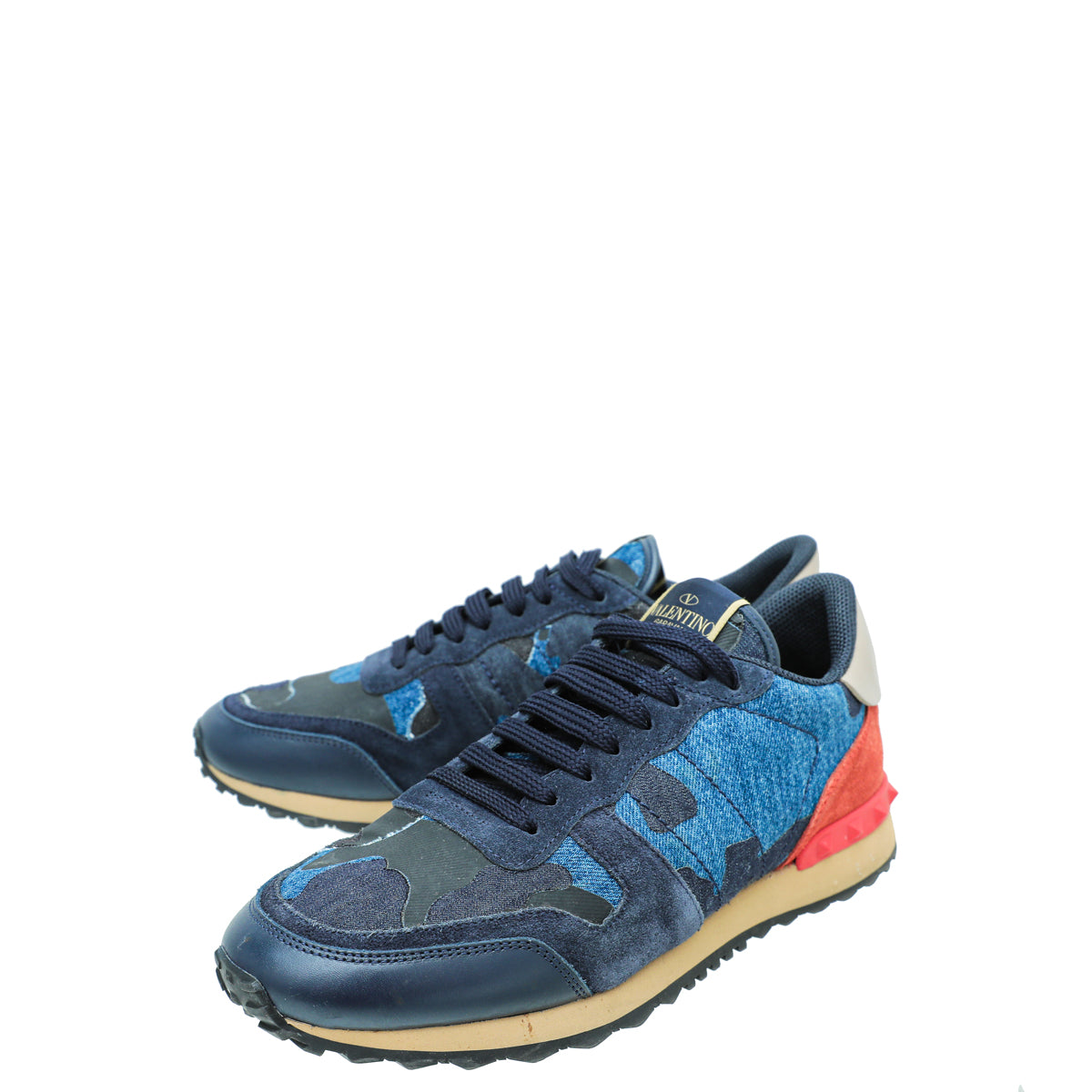 Valentino Blue Multicolor Camouflage Rockrunner Sneakers 41