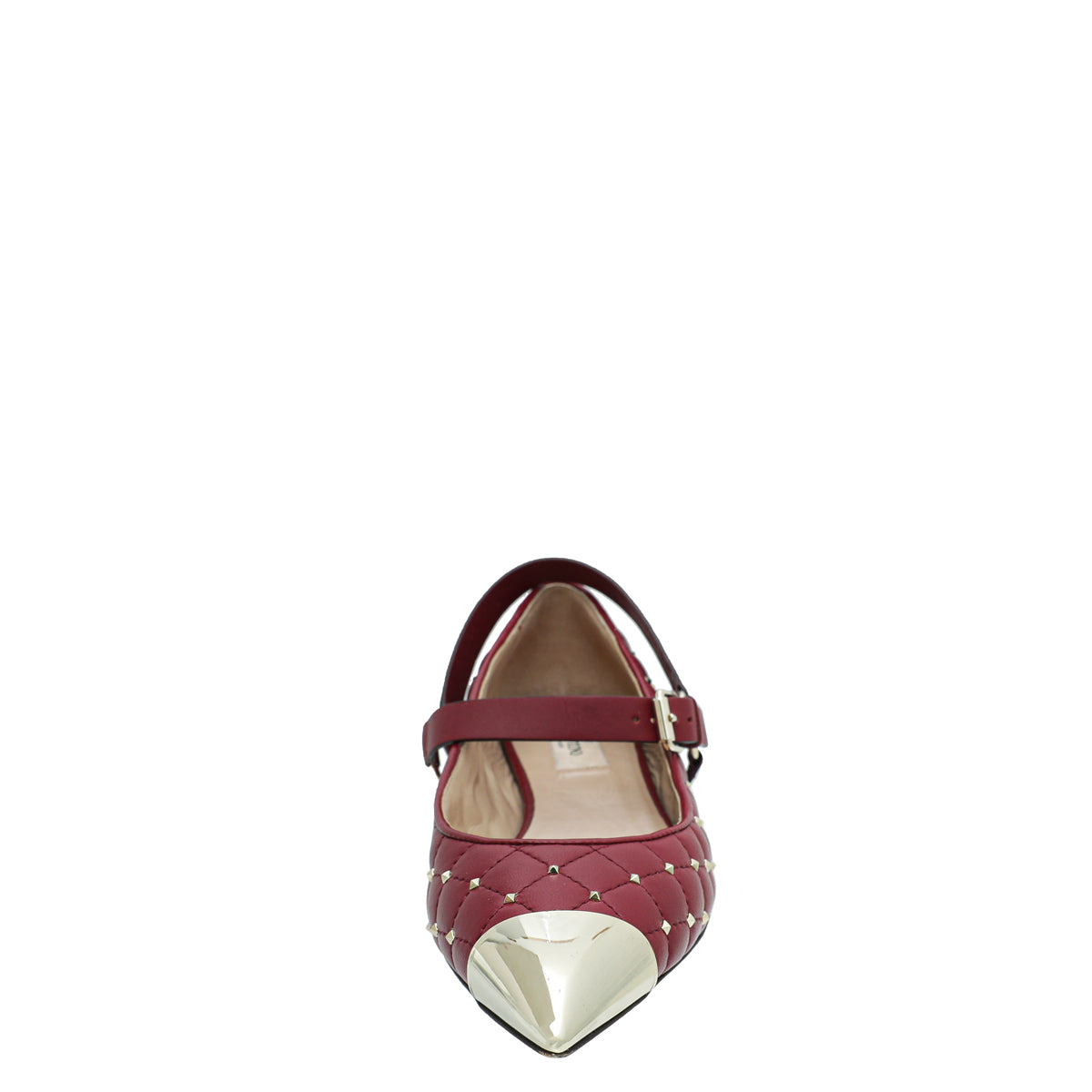 Valentino Burgundy Rockstud Spike Mary Jane Ballet Flats 37-Valentino-THE CLOSET