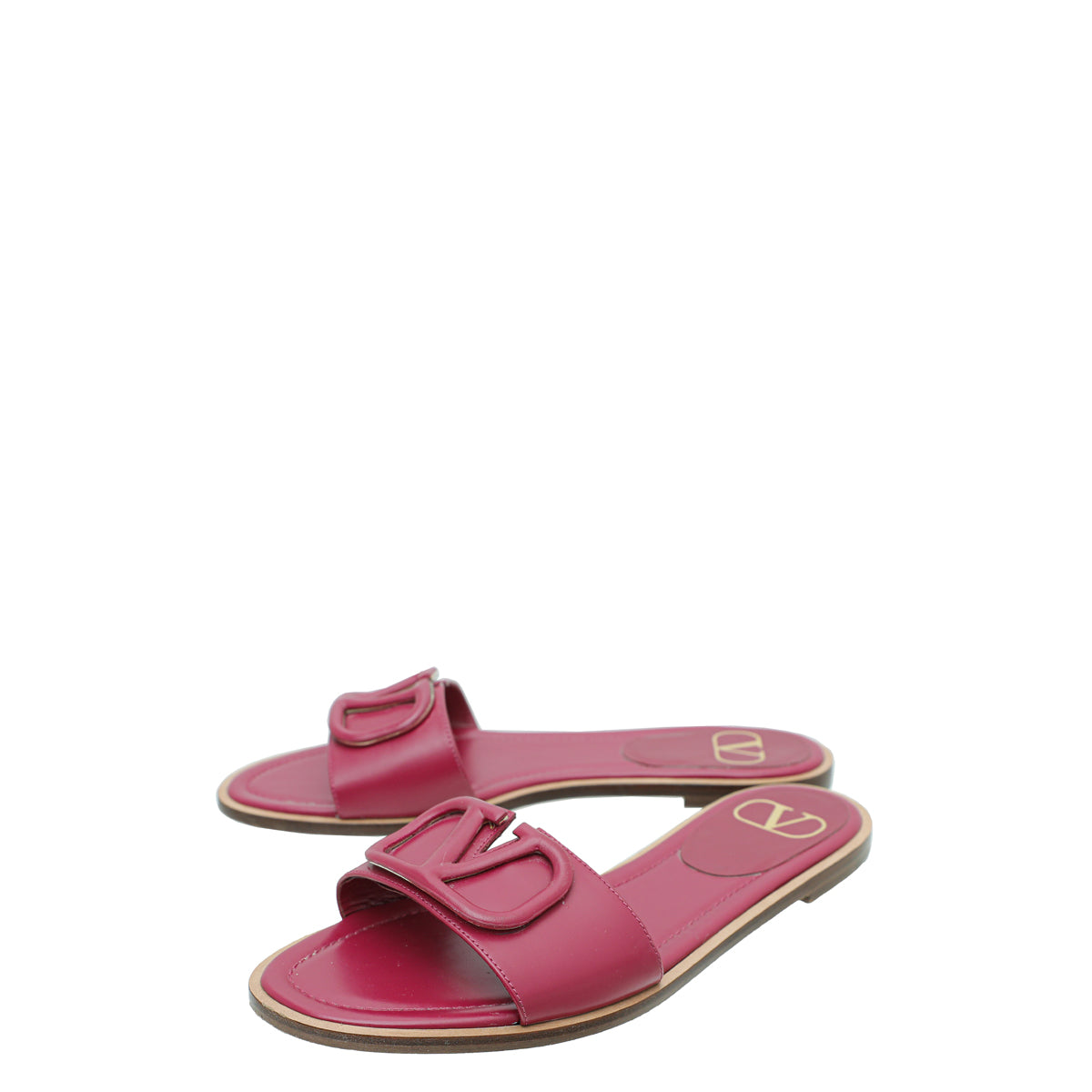 Valentino Fuchsia Vlogo Slide Flat Sandal 36.5-Valentino-THE CLOSET