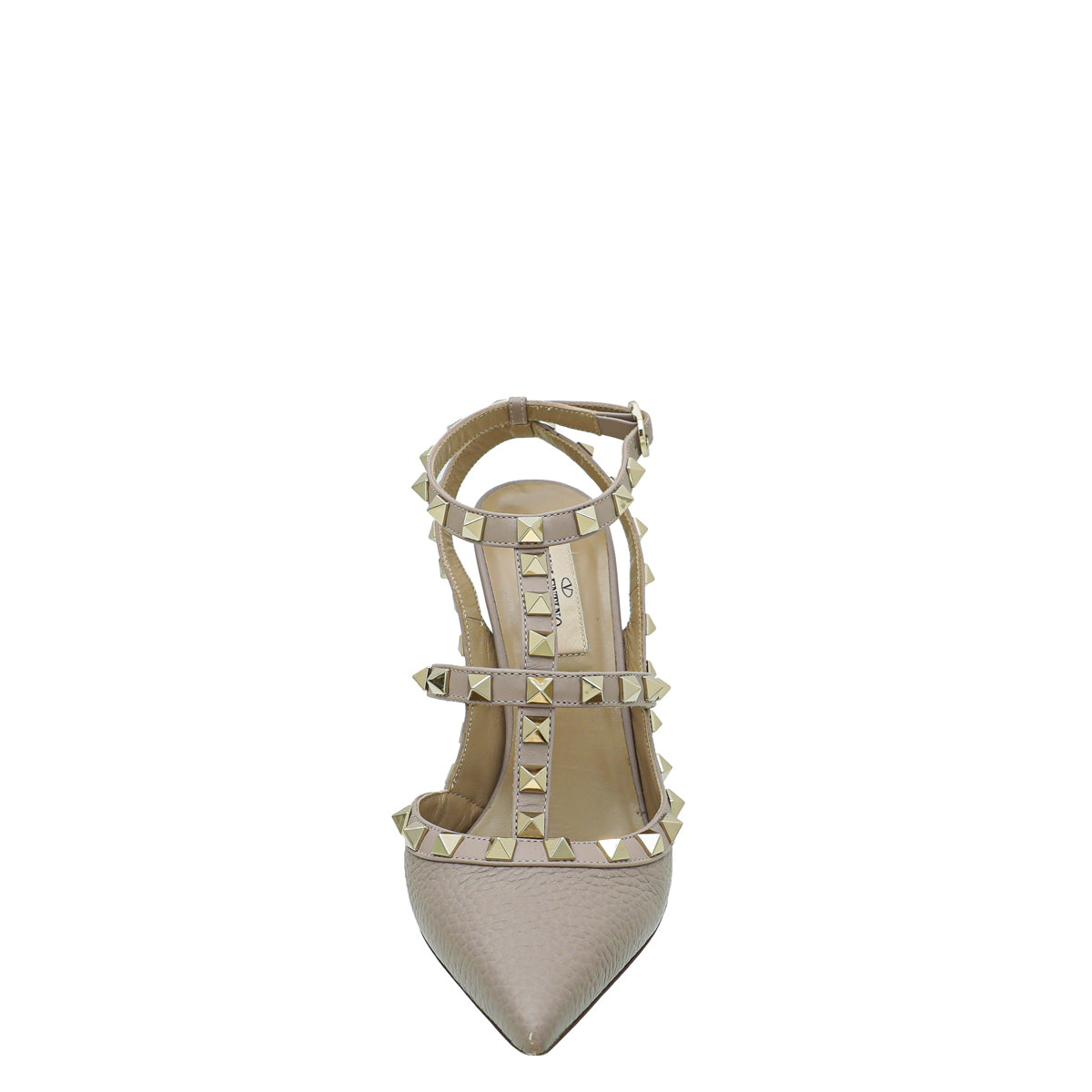 Valentino Poudre Rockstud Caged Ankle Strap Pumps 36-Valentino-THE CLOSET