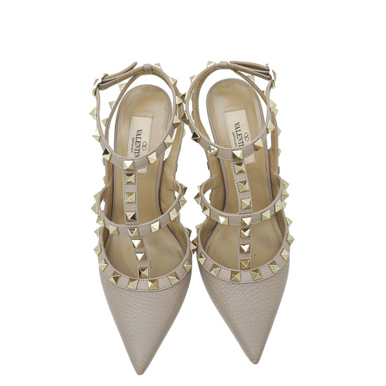 Valentino Poudre Rockstud Caged Ankle Strap Pumps 36