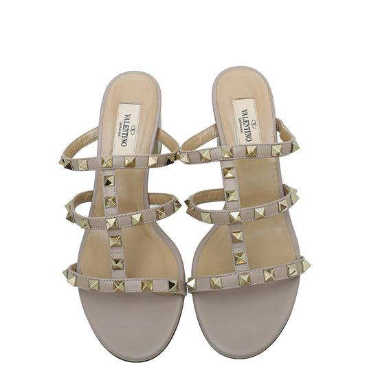 Valentino Poudre Rockstud Block Heeled Mules 37