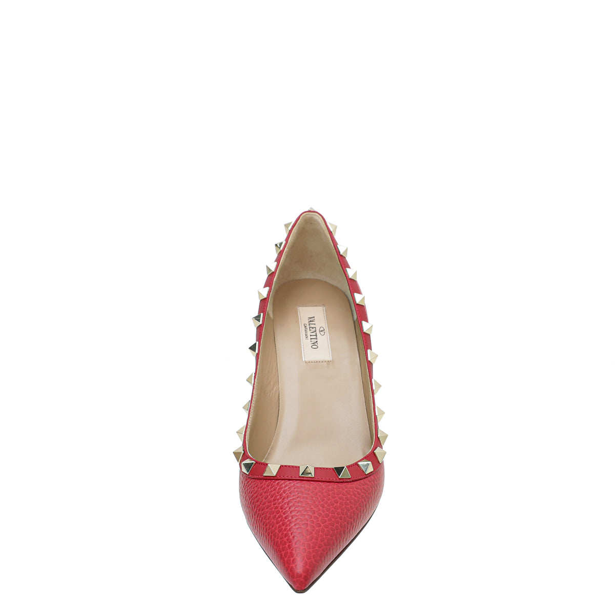 Valentino Red Rockstud Grained Pump 38-Valentino-THE CLOSET