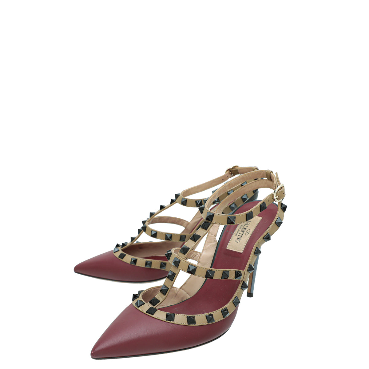 Valentino Bicolor Rockstud Caged Ankle Strap Pumps 39.5-Valentino-THE CLOSET