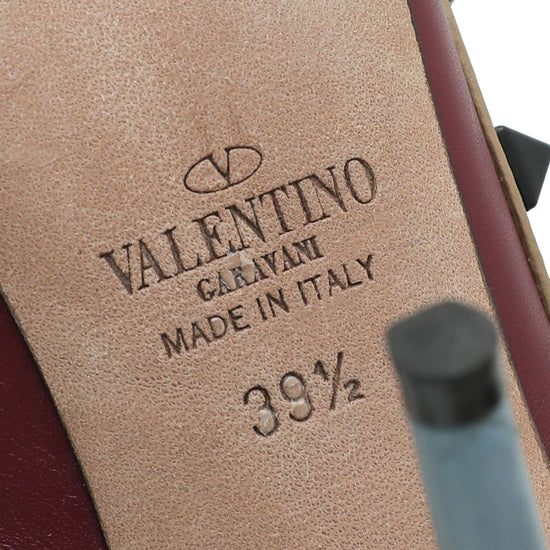 Valentino Bicolor Rockstud Caged Ankle Strap Pumps 39.5