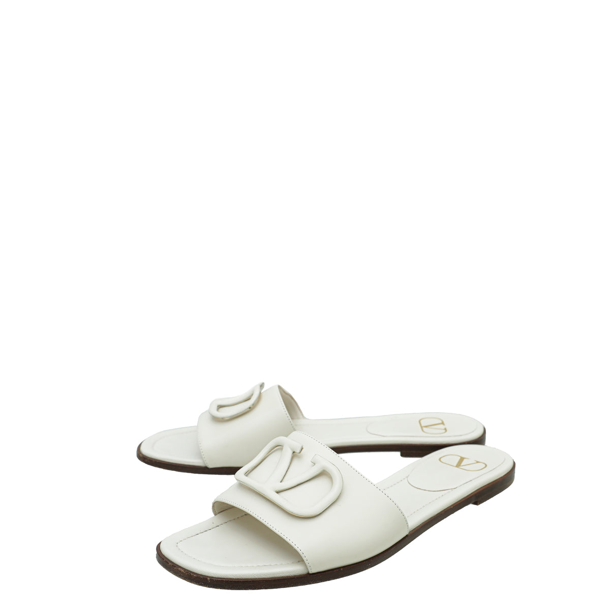 Valentino Cream VLOGO Flat Sandal 40-Valentino-THE CLOSET