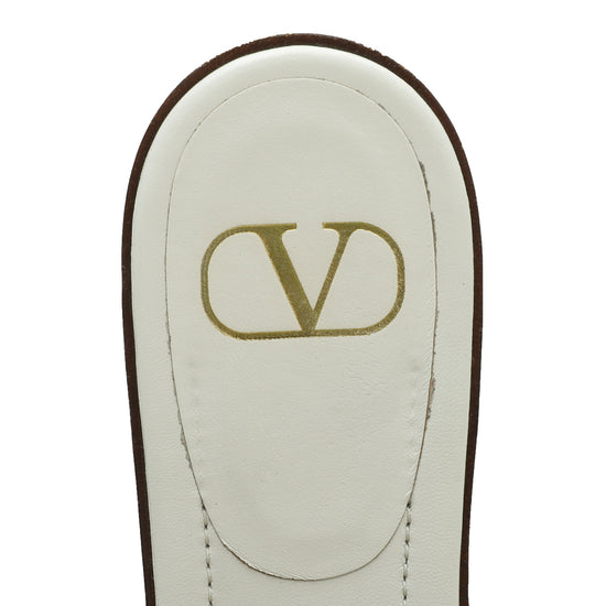 Valentino Cream VLOGO Flat Sandal 40
