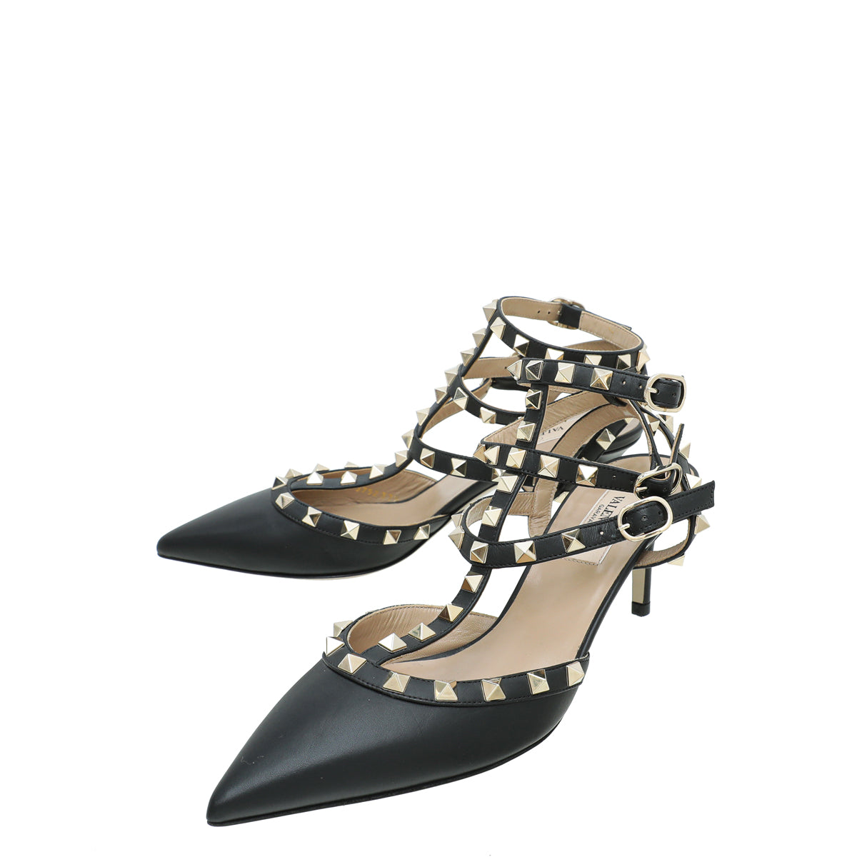 Valentino Black Rockstud Caged 85mm Pump 37.5-Valentino-THE CLOSET