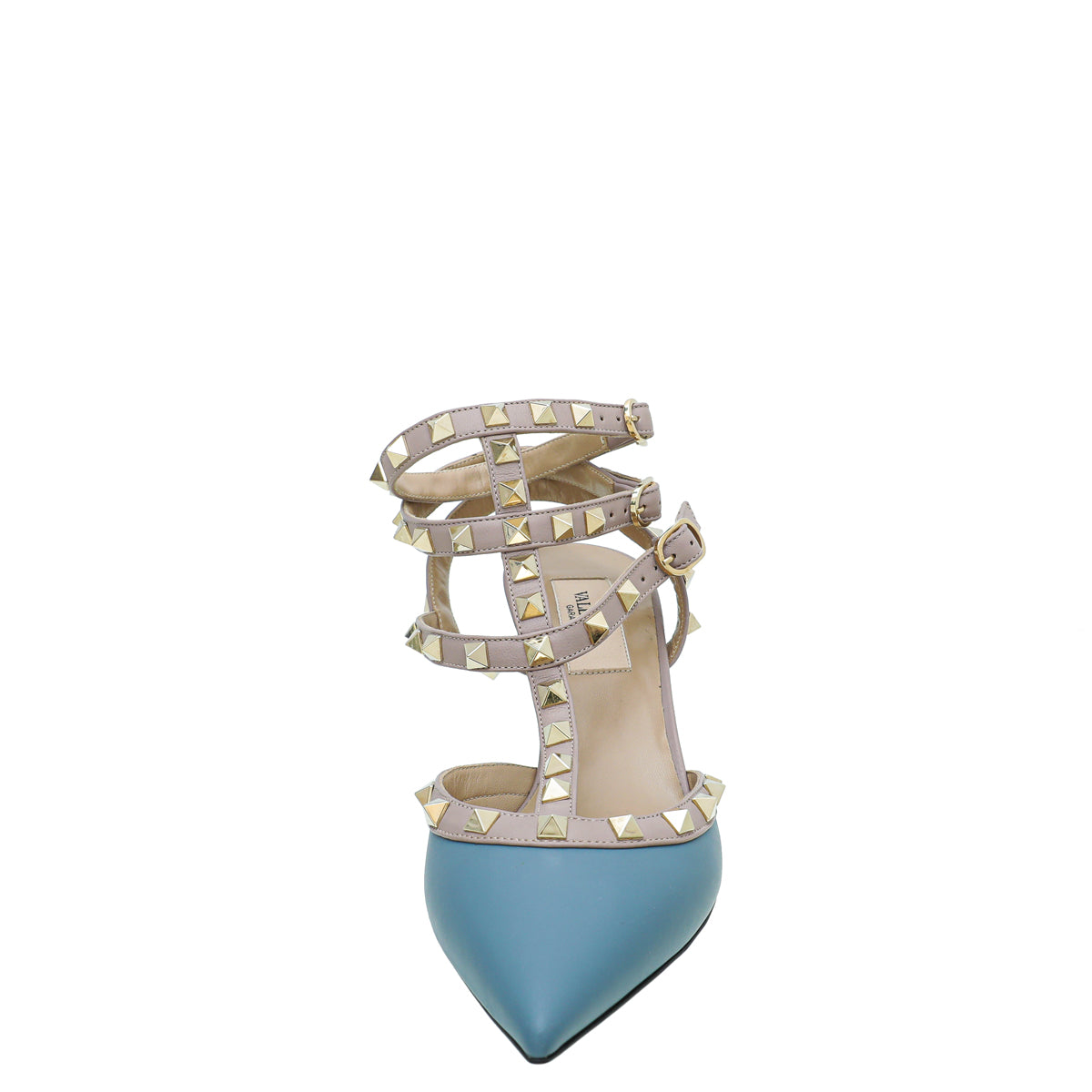 Valentino Blue Rockstud Caged 85mm Pump 37.5-Valentino-THE CLOSET