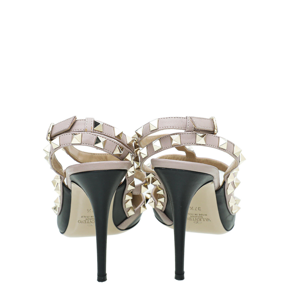 Valentino Bicolor Rockstud Caged Ankle Strap Pump 37.5-Valentino-THE CLOSET