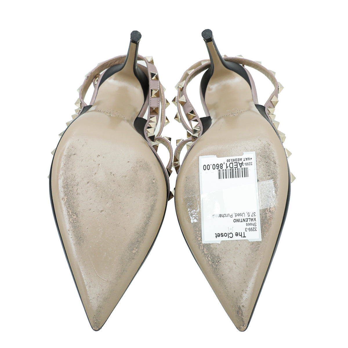 Valentino Bicolor Rockstud Caged Ankle Strap Pump 37.5-Valentino-THE CLOSET