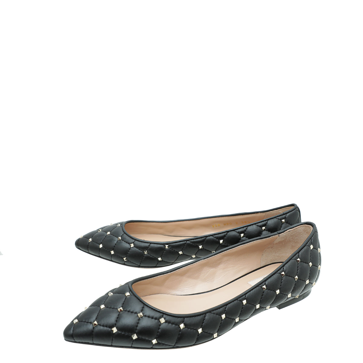 Valentino Black Rockstud Spike Flat Ballerina 38.5-Valentino-THE CLOSET