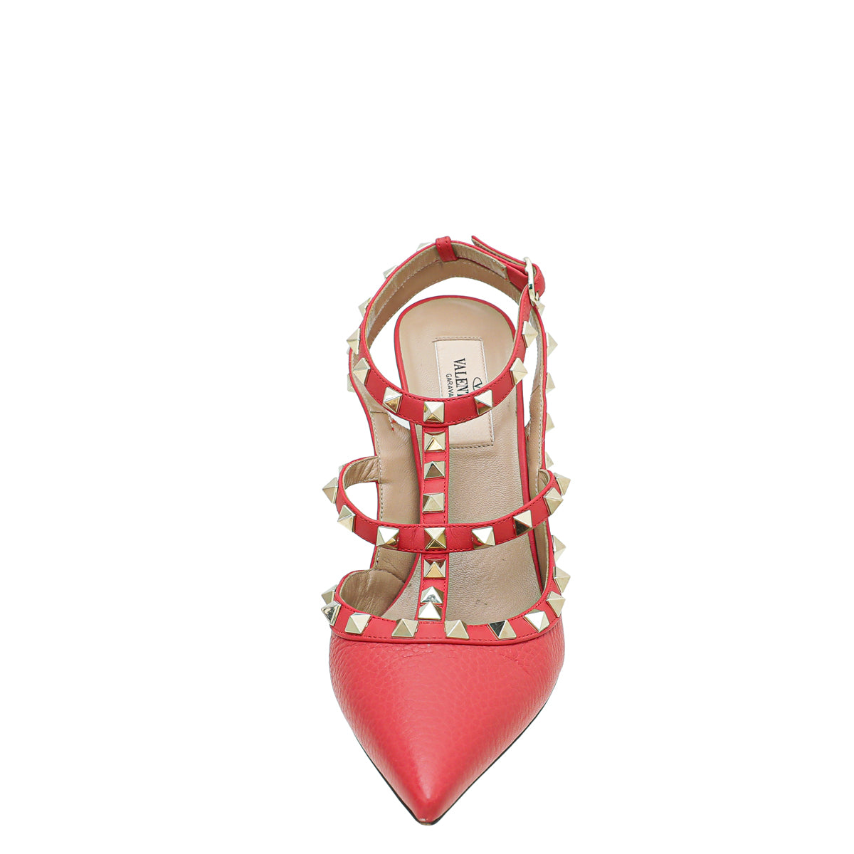 Valentino Red Rockstud Caged Ankle Strap Pump 38-Valentino-THE CLOSET