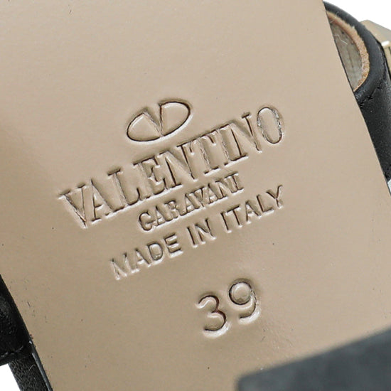 Valentino Black Rockstud Block Heeled Mules 39