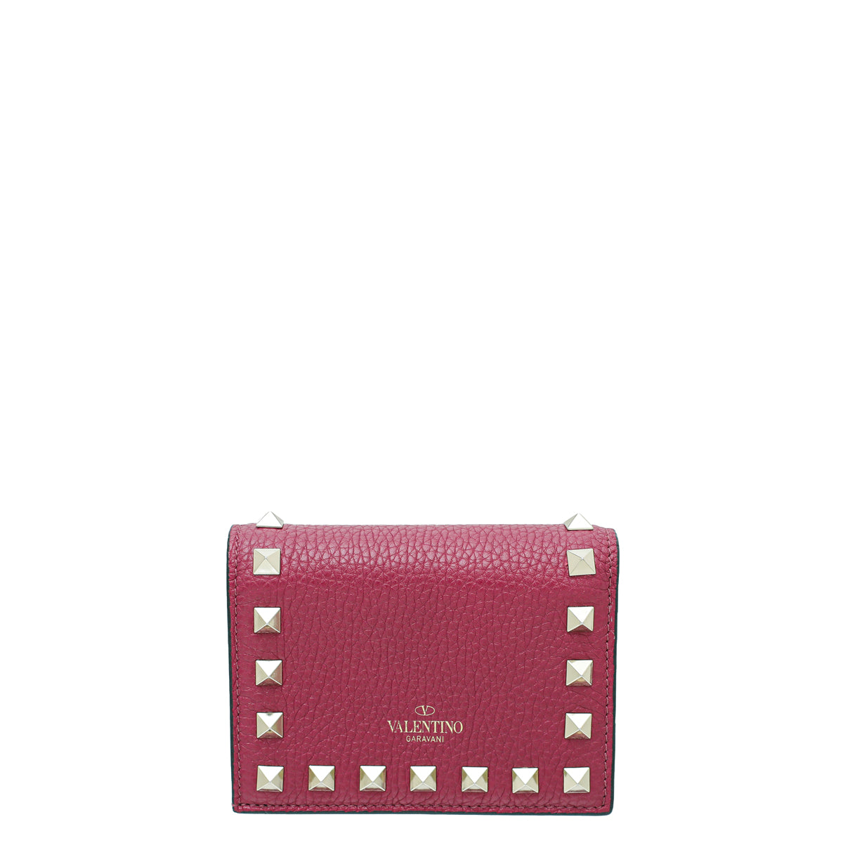 Valentino Fuchsia Rockstud Small French Wallet-Valentino-THE CLOSET