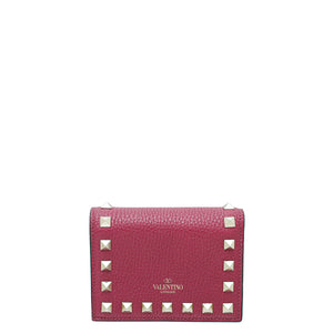 Valentino Fuchsia Rockstud Small French Wallet
