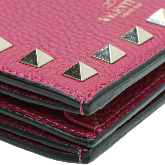 Valentino Fuchsia Rockstud Small French Wallet