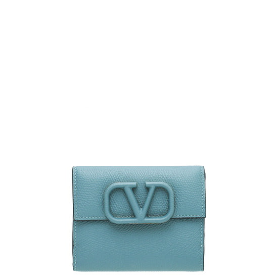 Valentino Grey Vlogo Small Compact Wallet