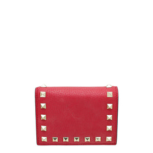 Valentino Red Rockstud Small Wallet
