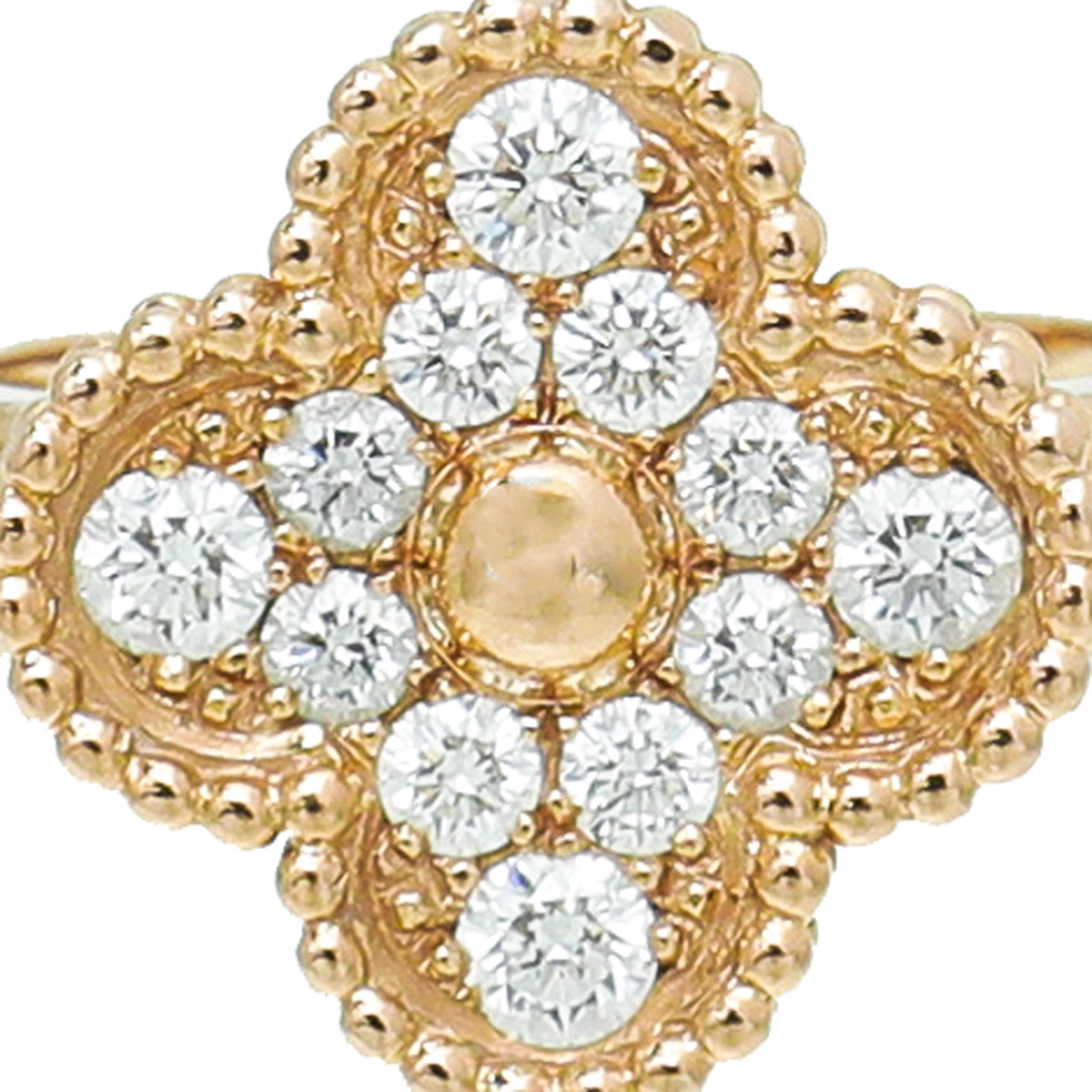 Van Cleef & Arpels 18K Rose Gold Diamond Vintage Alhambra Ring 50-Van Cleef & Arpels-THE CLOSET