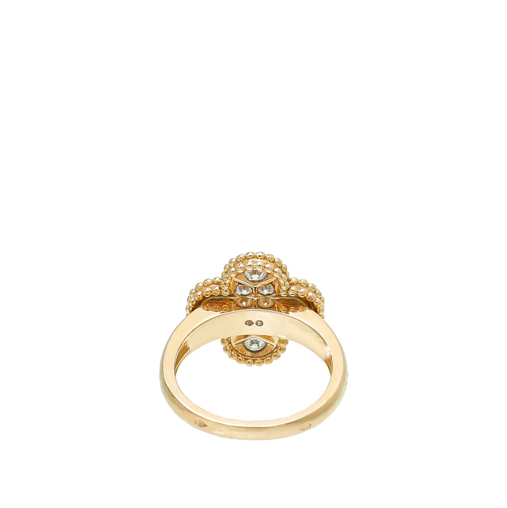 Van Cleef & Arpels 18K Rose Gold Diamond Vintage Alhambra Ring 50