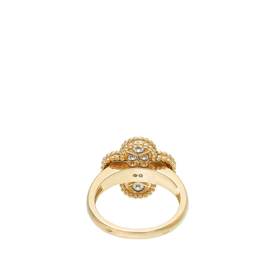 Van Cleef & Arpels 18K Rose Gold Diamond Vintage Alhambra Ring 50