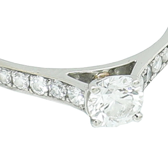 Van Cleef & Arpels Platinum Diamond Romance Solitaire EVVS2 Ring 50