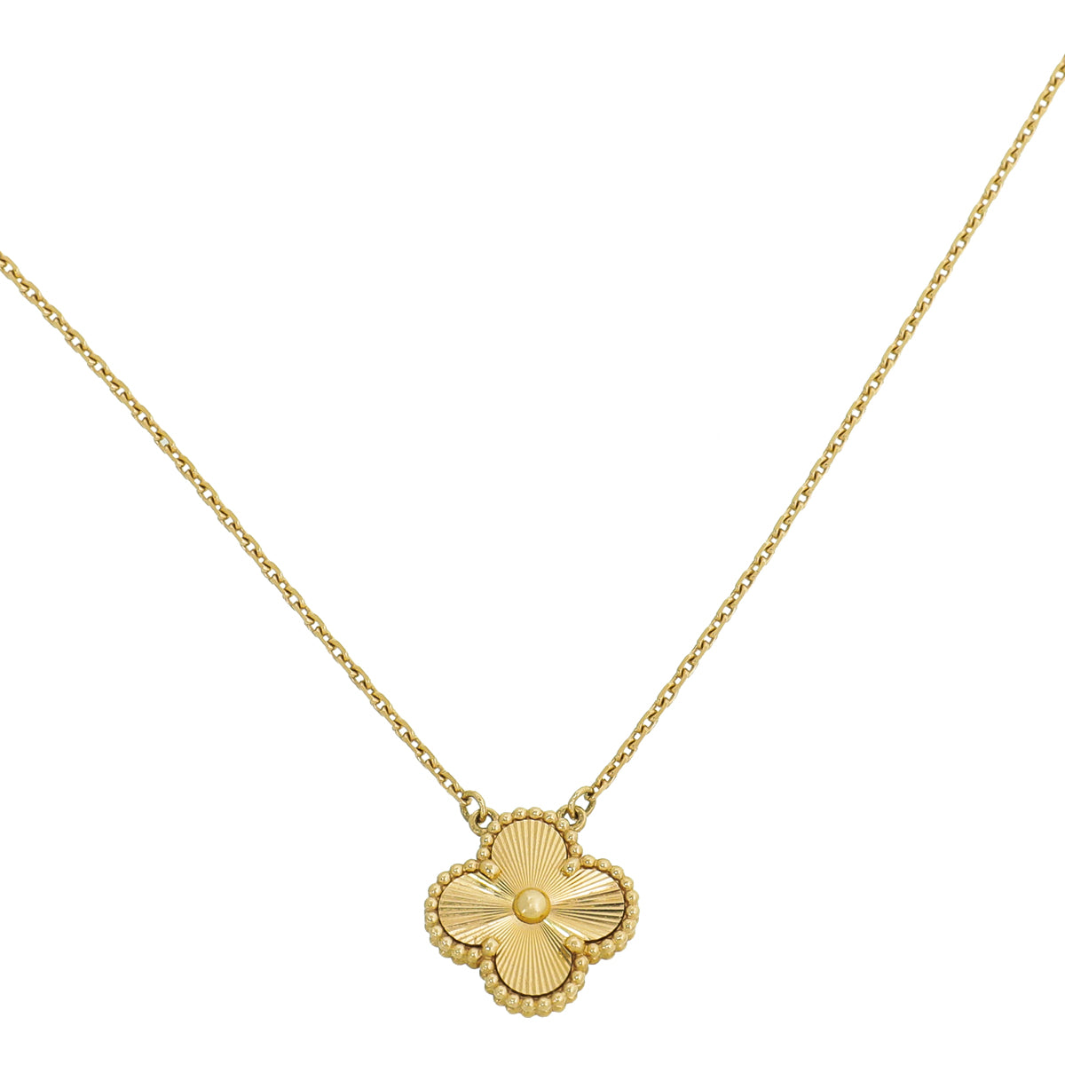 Van Cleef Arpels 18K Yellow Gold Vintage Alhambra Pendant Necklace