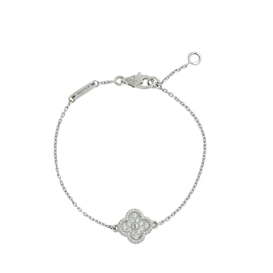 Sweet Alhambra bracelet, 1 motif 18K white gold, Diamond - Van Cleef &  Arpels