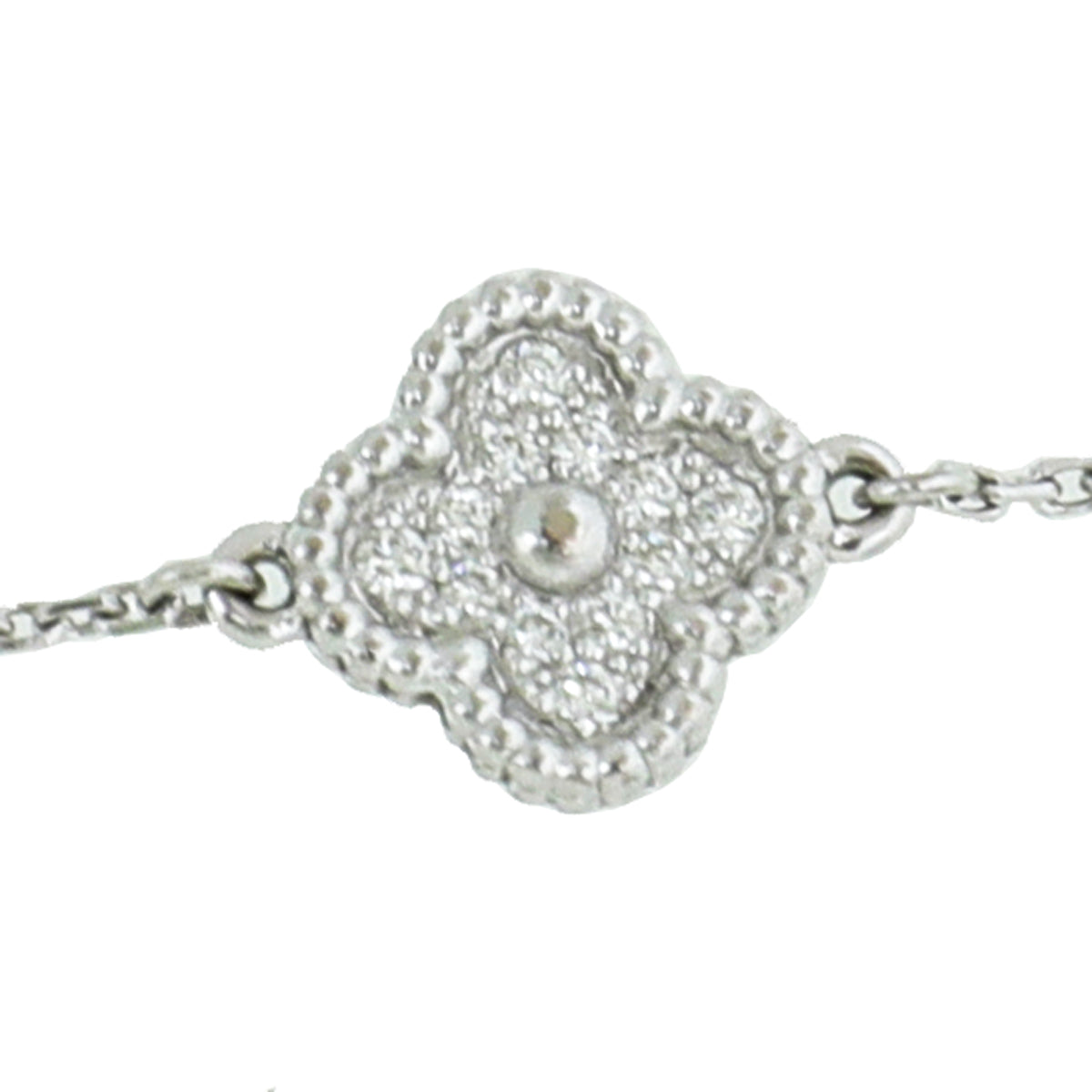Van Cleef & Apparels 18K White Gold 1 Motif Diamond Sweet Alhambra Bracelet-Van Cleef & Arpels-THE CLOSET