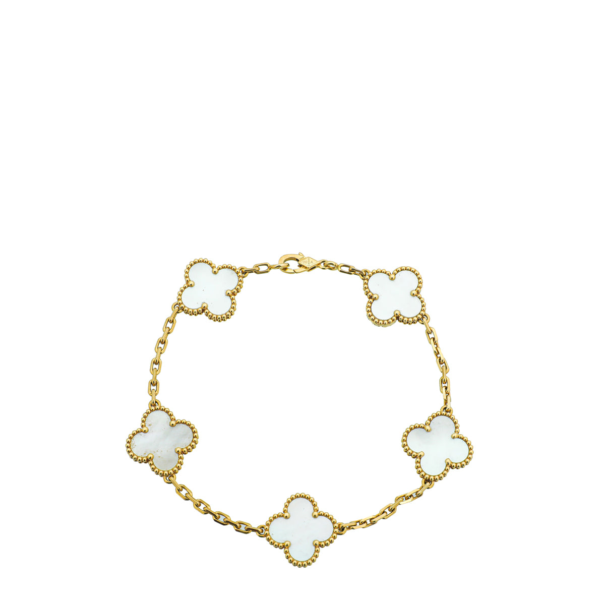 Van Cleef & Arpels 18K Yellow Gold MOP Vintage Alhambra 5 Motifs Bracelet-Van Cleef & Arpels-THE CLOSET
