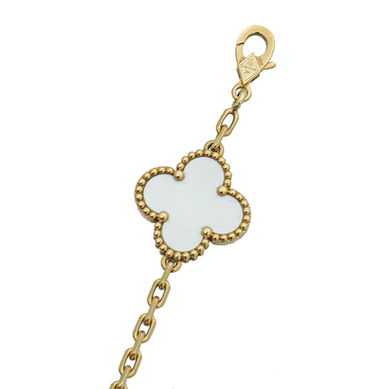 Van Cleef & Arpels 18K Yellow Gold MOP Vintage Alhambra 5 Motifs Bracelet