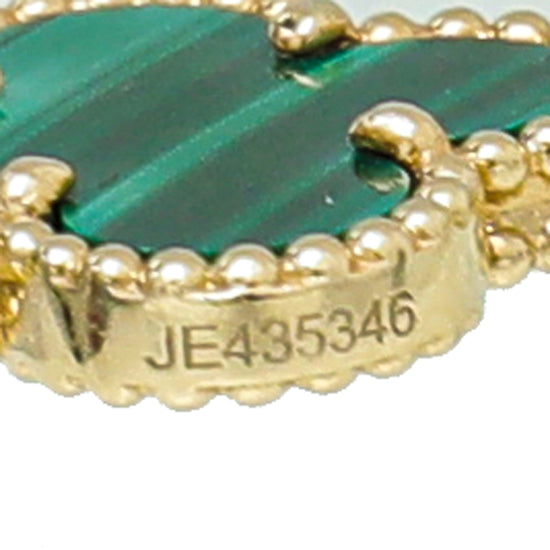 Van Cleef & Arpels 18K Yellow Gold Malachite 5 Motifs Vintage Alhambra Bracelet