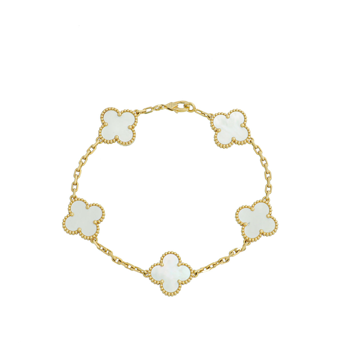 Van Cleef & Arpels 18K Yellow Gold 5 Motifs MOP Vintage Alhambra Bracelet