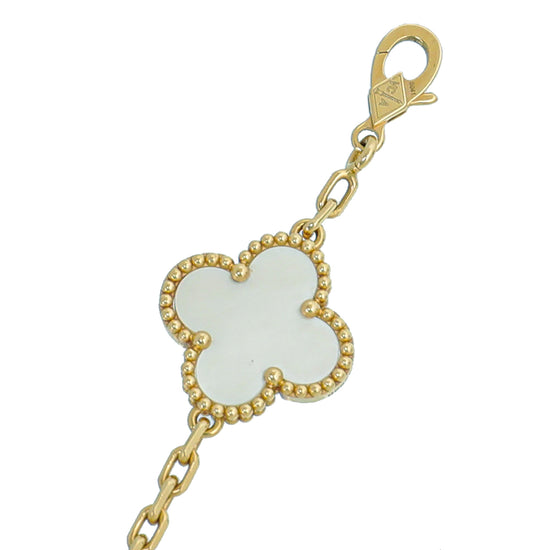 Van Cleef & Arpels 18K Yellow Gold 5 Motifs MOP Vintage Alhambra Bracelet