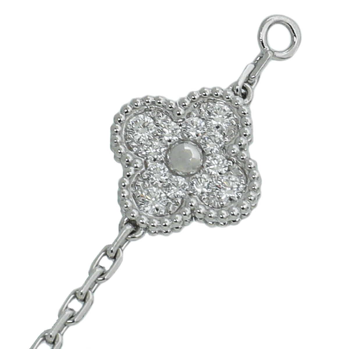 Van Cleef & Arpels 18K White Gold Diamond Vintage Alhambra Bracelet