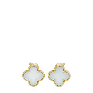 Van Cleef & Arpels 18K Yellow Gold MOP Vintage Alhambra Earrings