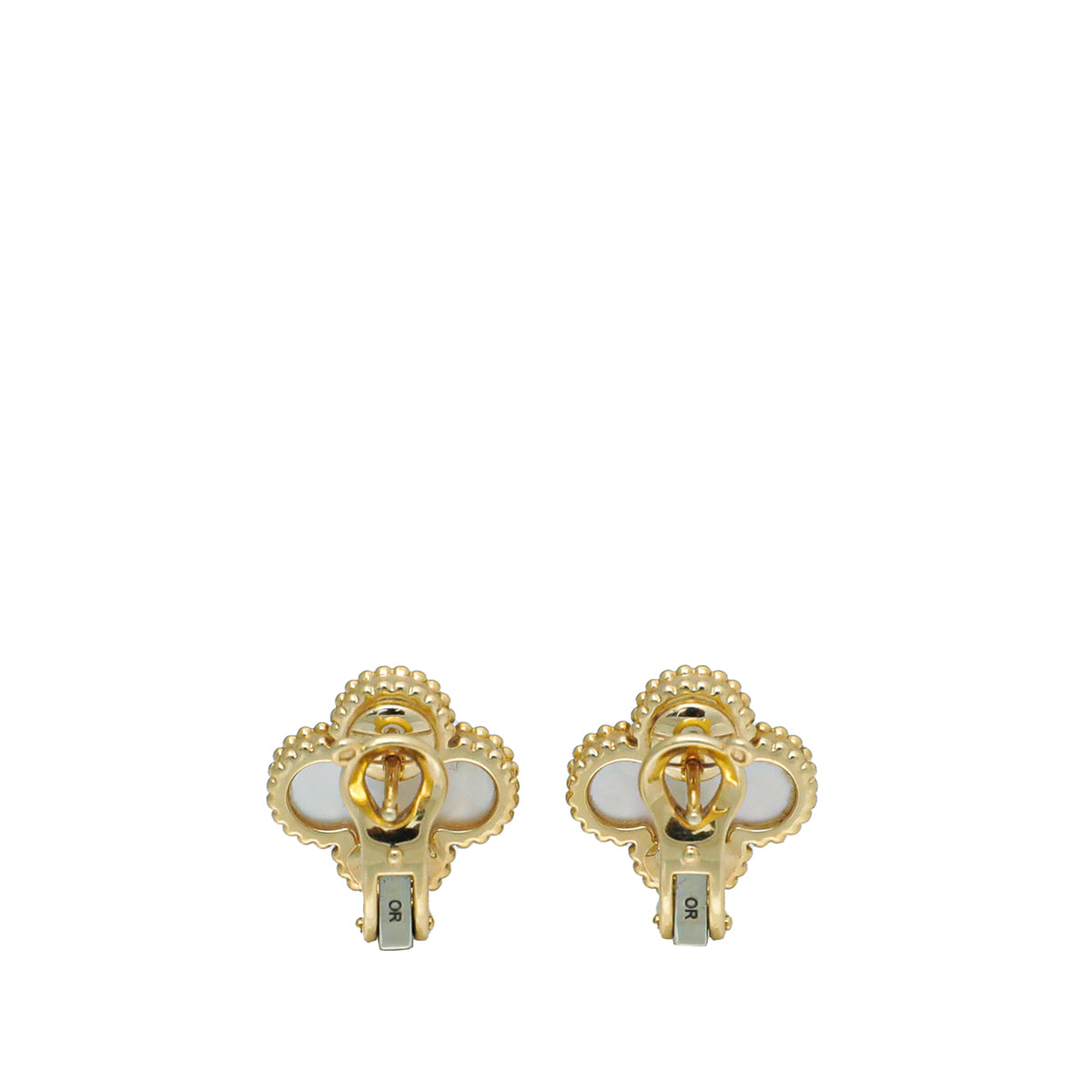 Van Cleef & Arpels 18K Yellow Gold MOP Vintage Alhambra Earrings-Van Cleef & Arpels-THE CLOSET