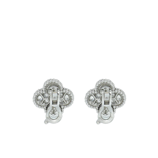 Van Cleef & Arpels 18K White Gold Diamond Vintage Alhambra Earrings