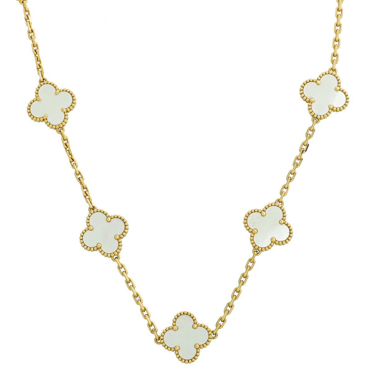 Van Cleef & Arpels 18K Yellow Gold 10 Motifs MOP Vintage Alhambra Necklace-Van Cleef & Arpels-THE CLOSET